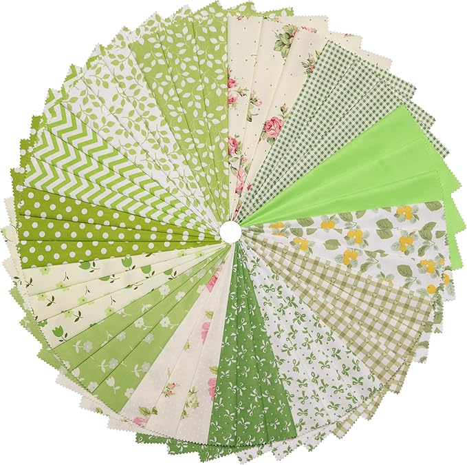 Green Layer Cake Fabric for Quilting 10 inch, Layer Cake Fabric Clearance, Pre-Cut Fabrics Quilt Squares 10x10 for Quilting,Sewing, and DIY Patchwork Crafts, Green