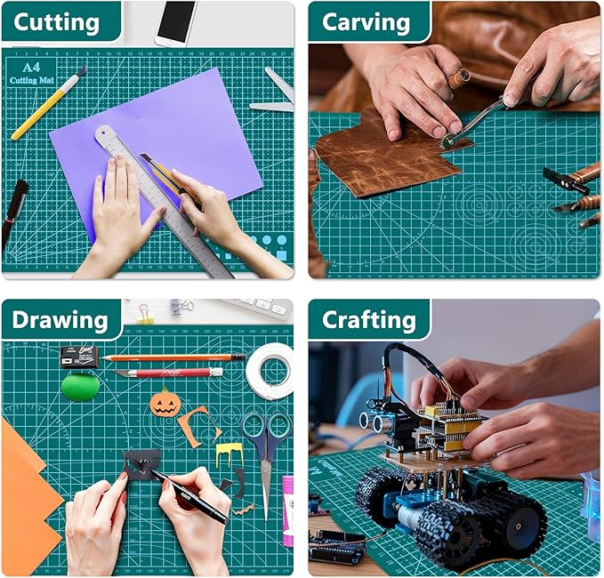 Cutting Mat 8in6in Self Healing Cutting Mat Size Double Sided 5-Ply Rotary Sewing mat for Crafts Fabric Quilting Hobby Art Clay Precision Scrapbooking Project, A5, Green 5PCS