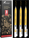 0.8mm Gold Gel Pens 3-Pack – Extra Fine Point Opaque Ink for Black Paper Drawing, Sketching, Bullet Journaling & Holiday Card Design