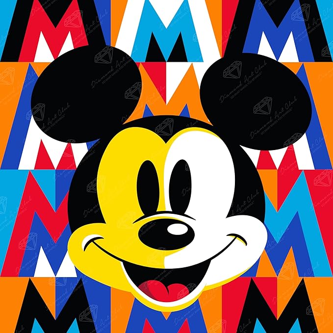 DIAMOND ART CLUB Art Deco Mickey Diamond Painting Kit, Fun DIY Crafts for Adults, Round Diamond Art Canvas, 13" x 13"