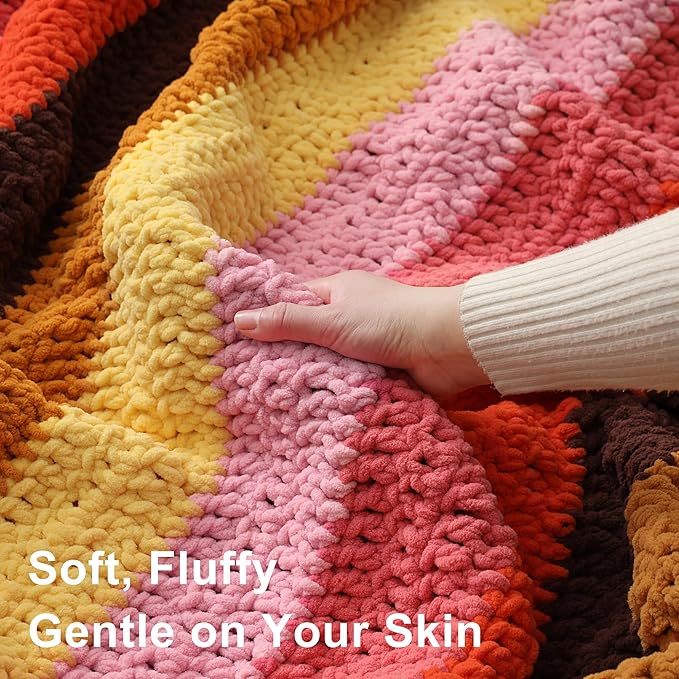 #6 Super Bulky Blanket Yarn for Crocheting - 4 Skeins(Each 10.5oz/300g, 220yds/201m), Chunky Chenille Thick Plush Big Soft Yarn for Crocheting Knitting Blankets, Pink