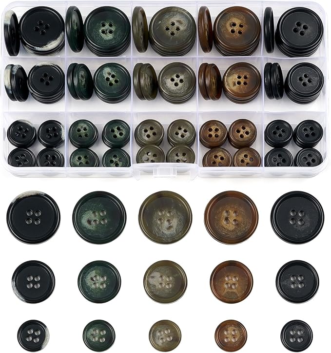 105Pcs Mixed Sewing Buttons,5 Color 4-Hole Craft Buttons,3 Size (15mm, 20mm, 25mm) Sewing Buttons for Clothes, Suitable for for DIY Crafts, Coats, Shirts, Pants, Shorts（Color2）