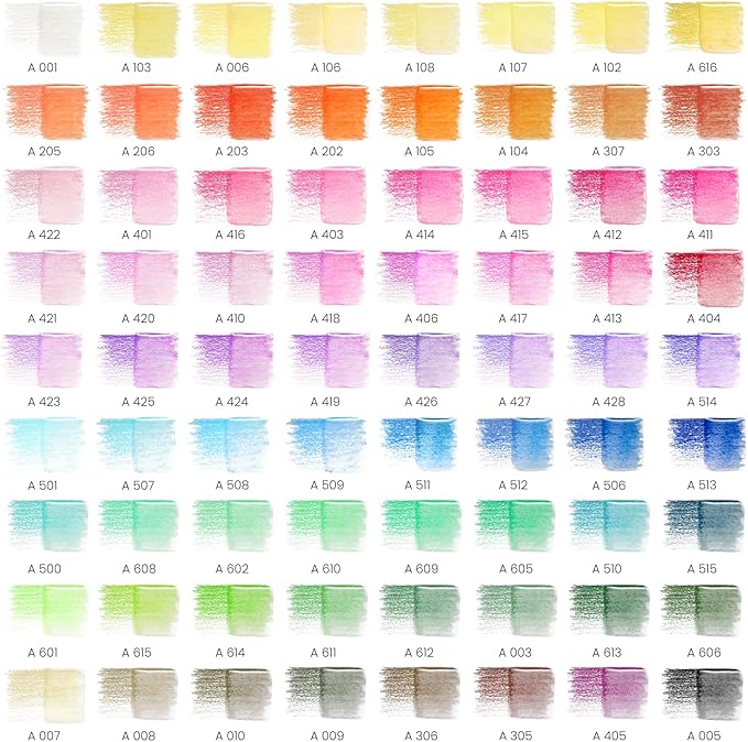 ARTEZA 72 Watercolor Pencils, Water Color Pencils in Assorted Shades, Triangular Shape Drawing Pencils