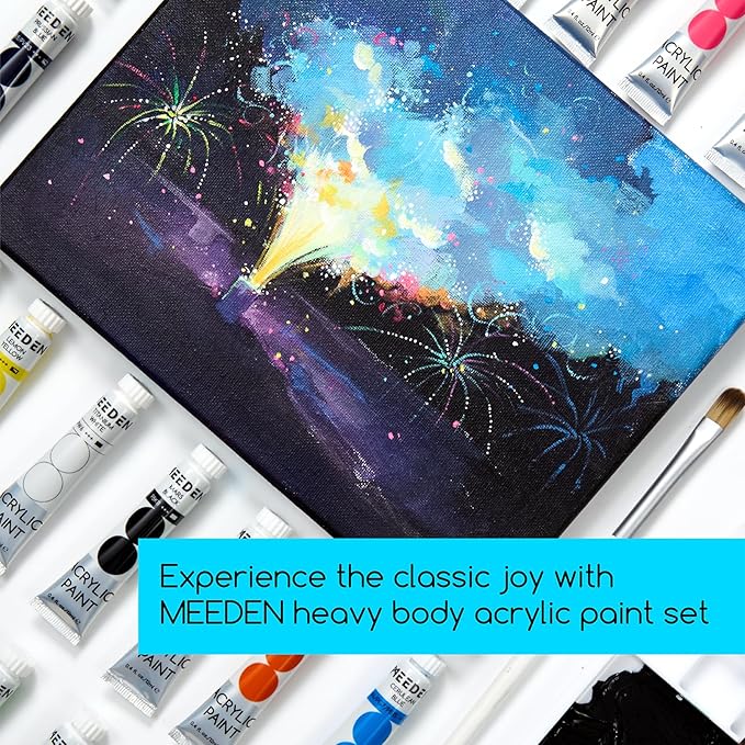 MEEDEN Beginners Acrylic Paint Set: 12 Colors 12ml/0.41 fl oz Heavy Body Art Craft Paints - Non-Toxic Rich Pigment Hobbists Halloween Pumpkin Painting for Kids Adults on Canvas Wood Fabric