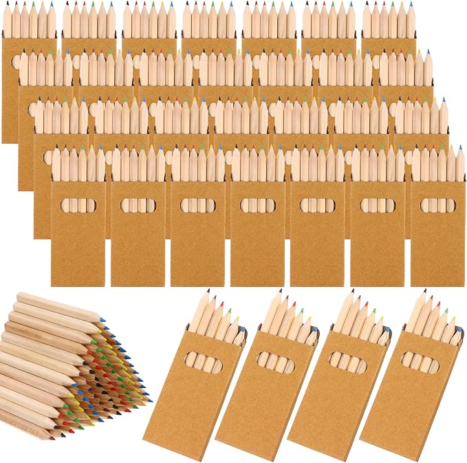 150Packs/900Pcs Colored Pencils Bulk Mini Drawing Pencils Set for Kids 3.5inch Short Fat Color Pencils Back To School Gifts for Adult Coloring Books, Classroom School Drawing Birthday Wedding