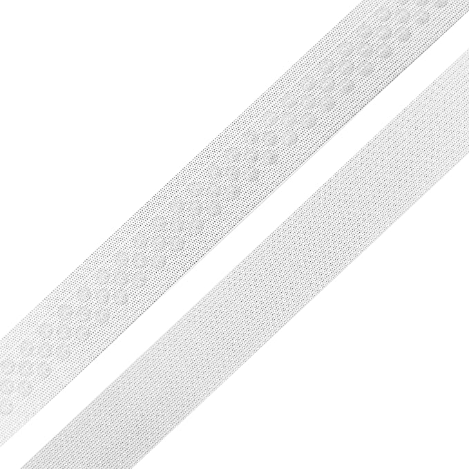 Mandala Crafts 1 Inch Elastic Silicone Gripper Tape for Clothing - 10 Yds Dotted Non Slip Elastic Band for Sewing - White Silicone Flat Fabric Stretchy Ribbon Straps