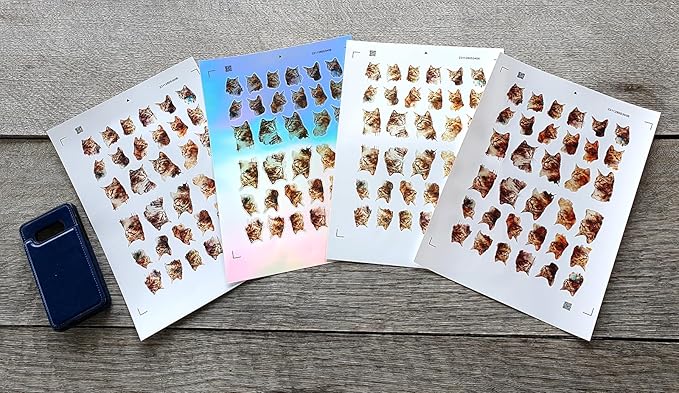 Stickers Pack (Over 150 Stickers) Gorgeous Paintings of Realistic Ginger and Tabby Cats Vintage Styled Small Vinyl Stickers White Hologram Transparent
