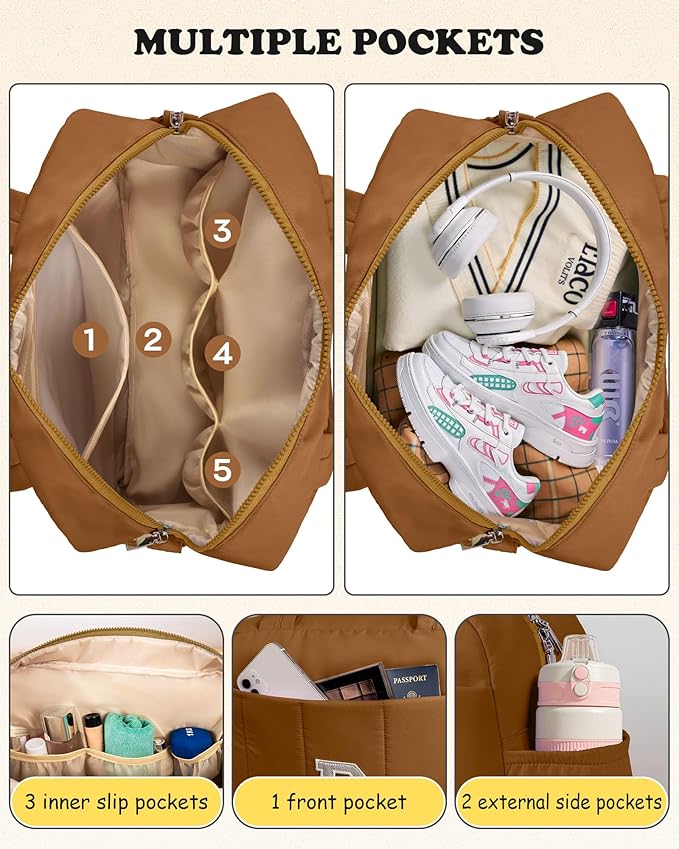 Gifts for Teen Girls-Duffle Bag with Letter, Carry On Bags for Women，Overnight Bag with Wet Pocket，Lightweight Travel Bags Personalized Gym Tote with Makeup Pouch-Daughter Birthday Gift