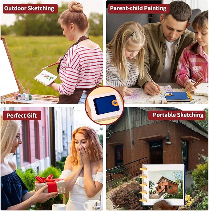 Yoment Small Sketchboook for Drawing 5x5 Sketchbook for Kids Removable Sketch Boook 160 Pages Square Sketch Pad Travel Blank Drawing Book for Beginners,Artists,Gift Boxed,Blue