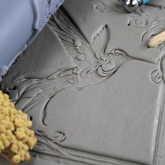 Hummingbird Clay Texture Roller (4") - Bird Set #01 - Embossing Pattern Roller for Polymer & Ceramic Clay, Pottery & Crafts