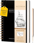 Yoment 5.5" x 8.5" Sketch Book Small Sketchbook for Drawing 100 Sheets Hardcover Spiral Sketch Pad for Kids(68lb/100gsm) Art Sketchbook Drawing Blank Paper Book for Beginners Artists with Pencil Black