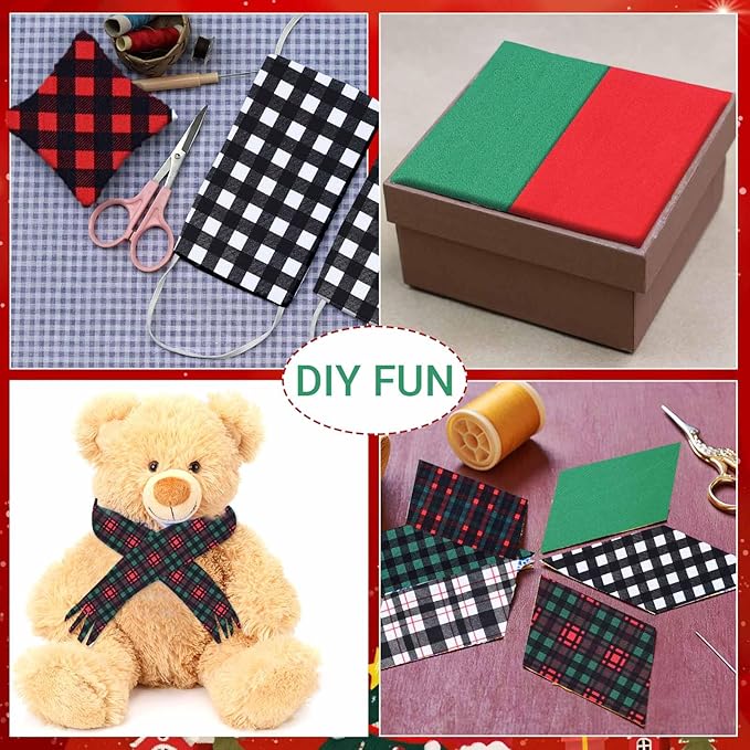 40 Pcs Christmas Buffalo Plaid Cotton Jelly Fabric Strips Green Red Tartan Bundles Strips for Quilting Crafting Christmas Classic Plaid Precut Patchwork for Sewing DIY Crafts