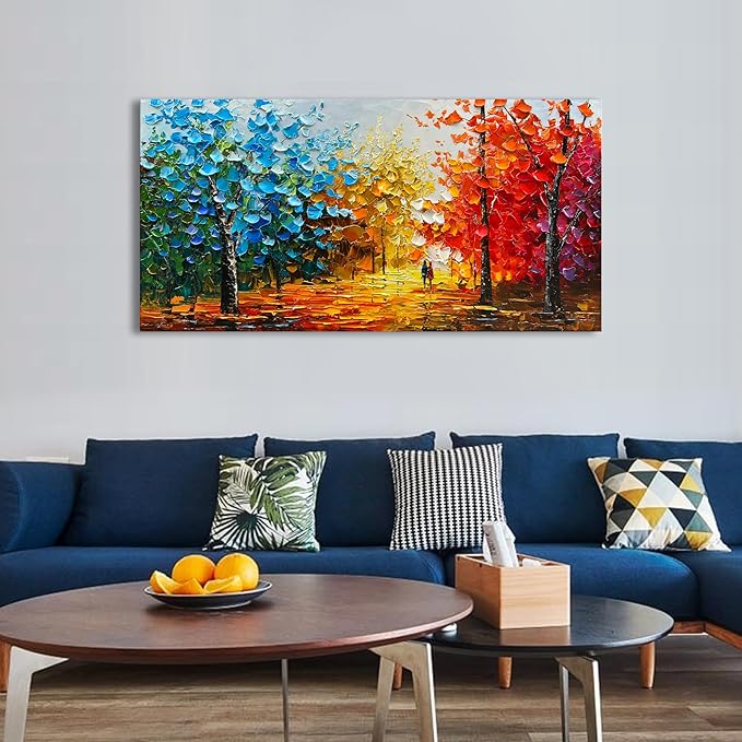 Natural Landscape Romantic Theme Modern Abstract Oil Painting Large Canvas Wall Decoration Art 24x48 Inches