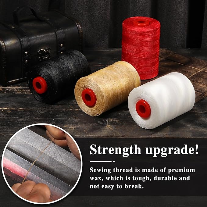 BUTUZE 3280 FT Waxed Thread, Heavy Duty Thread, 210D Leather Sewing Waxed String, Flat Wax Cord for Book Binding, Sewing Shoes, Leather Craft