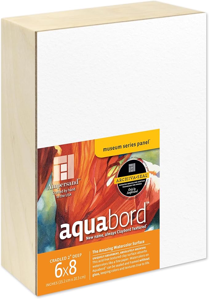 Ampersand Art Supply Watercolor Painting Panel: Museum Series Aquabord, 2 Inch Cradled Profile, 6" x 8"