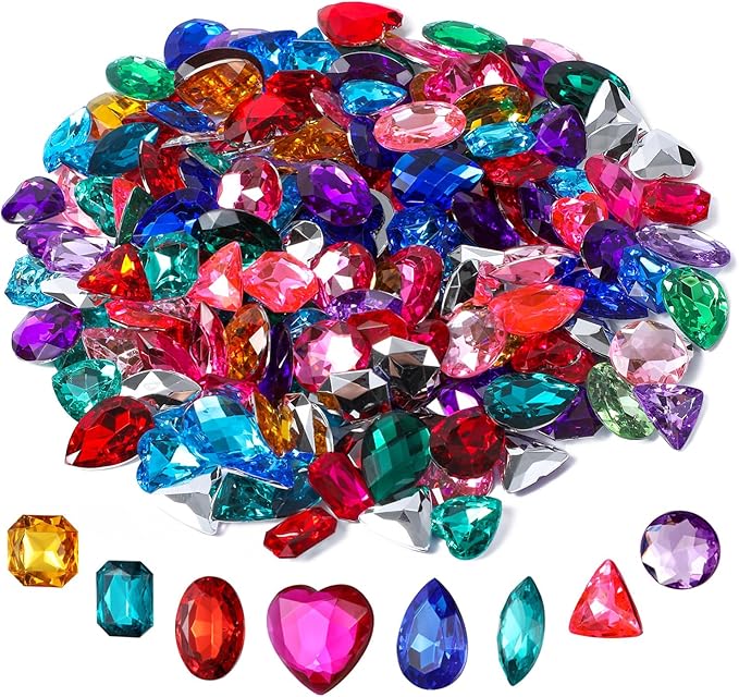 RICHNESS Bejeweled Craft Jewels Jumbo Bling Crystal Gem Stickers Assorted Shapes Colors Rhinestone Stickers for Arts & Crafts Projects Pack of 160 …