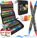 Betem Paint Markers Acrylic Paint Pens, Dual Tip 72 Colors Acrylic Markers with Brush Tip and Fine Point, Art Supplies for Wood, Canvas, Stone, Glass, Rock Painting Kit DIY Crafts Drawing Kit with Bag