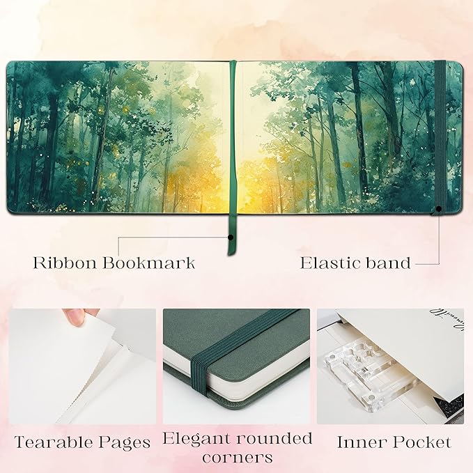 Remowith Leather Cover Watercolor Sketchbook, 9"x5.5" Journal, 300gsm Cold Press Cotton Paper (24 Sheets/48 Pages), Perfect Watercolor Journal for Markers, Pastels, Turquoise