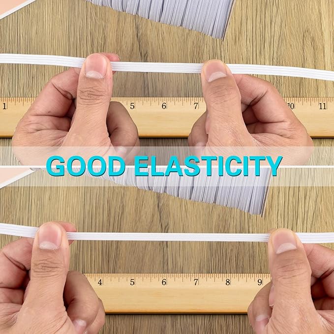 Coopay 200 Yards Length 1/4" Width Elastic Bands Flat Elastic Cord Rope Heavy Stretch Spool Knit for Sewing DIY Projects, Arts & Crafts, 2 Rolls, 100 Yards/Roll (White, 1/4 Inch)