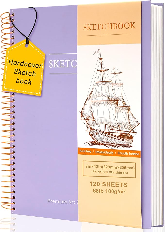 Yoment Sketch Book 9" x 12"： Spiral Bound Sketchbook for Kids Teens Adults Artists Beginners, School Supplies Art Supplies,240 Pages (68lb/100gsm) Premium Drawing Pad for Sketching Writing Painting