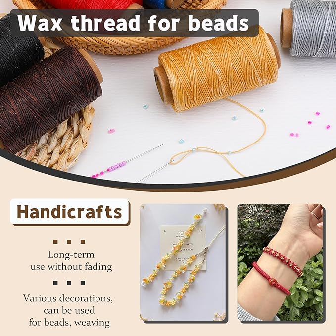 Jupean Waxed Thread, 150m /164Yards Red Leather Sewing Thread, Hand Stitching Threads for Hand Sewing, Bookbinding, and Beginners Leather Craft DIY