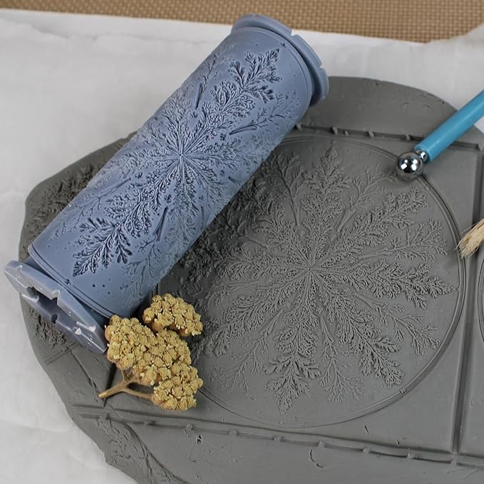 Snowflake Clay Texture Roller (4") - Winter Set #01 - Embossing Pattern Roller for Polymer & Ceramic Clay, Pottery & Crafts