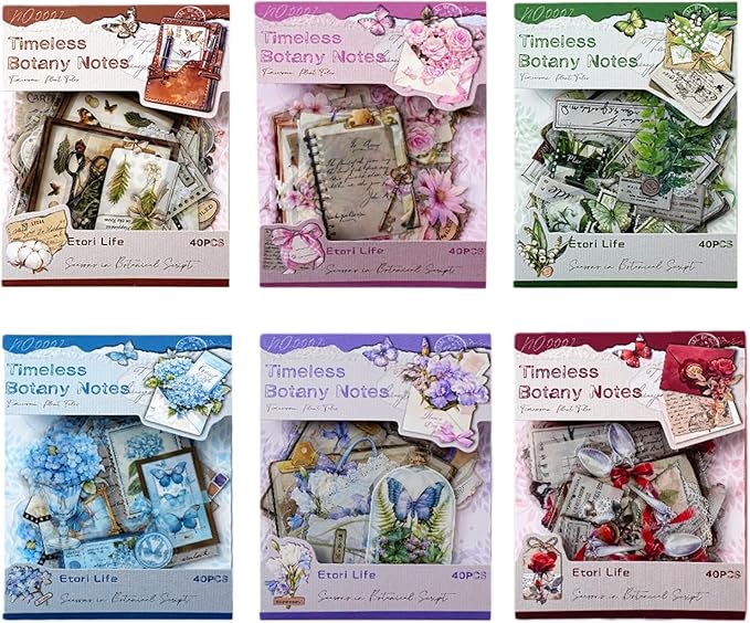 240 Pieces Vintage Writing-Themed Aesthetic Stickers, Waterproof PET Decals for Scrapbooking, Bullet Journals, Planners, Flower, Butterfly, Writing Paper, Envelope Stickers for Adult DIY Crafts