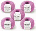 5 Skeins, Silk Mohair Luxury Yarns, Premium and Soft Blend for Knitting and Crocheting, Made in Italy (Pink - 30484, 5)