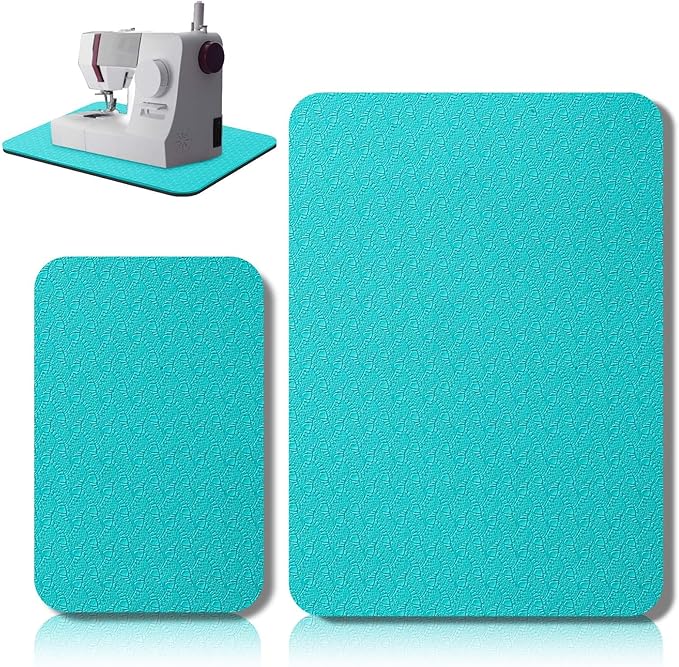 2 Pcs Sewing Machine Muffling Mat Pedal Sewing Mat Reduce Vibrations Noise No Slip Machine Accessories for Quilting(15'' X 20'' and 9'' X 14'',Blue, Black)