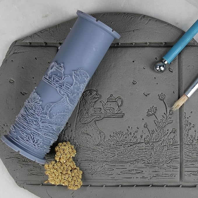 Otter Clay Texture Roller (4") - Storybook Set #01 - Embossing Pattern Roller for Polymer & Ceramic Clay, Pottery & Crafts