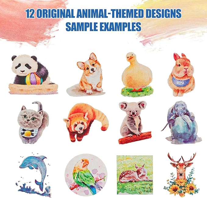 Watercolor Workbook, Water Coloring Book with 13 Pages 300GSM Paper, 26 Colors Watercolor Paint Set with Brush & Storage Bag, Beginner-Friendly Coloring Book for Adults - Animal Theme Art Kit