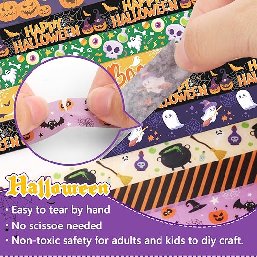 Halloween Washi Tape Set 20 Rolls Halloween Scary Decorative Tape for Kids Holiday DIY Art Crafts Notebook Scrapbooking & Stamping Supplies