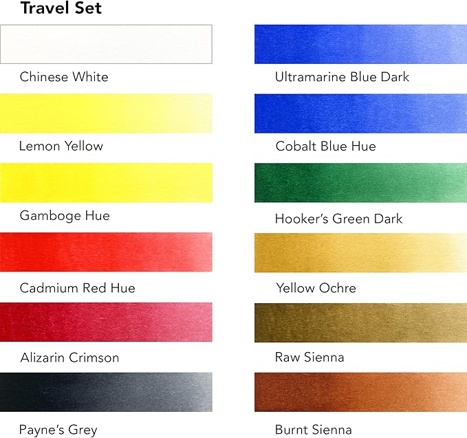 Daler Rowney Aquafine 12-pc Watercolor Travel Set - Watercolor Paint Set for Watercolor Paper and More - Watercolor Set for Artists and Students - Water Color Paint for All Skill Levels