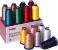 Richword Selected Embroidery Machine Thread 15 Colors 40WT (108D/2) Polyester Thread Kit Each Cone 4000M (4374Y) — Studio Essentials Set with Black & White Included