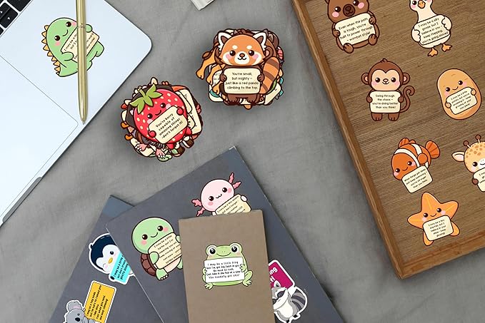 200PCS Emotional Support Animal Stickers – Affirmation Sticker Pack for Adults or Kids Cute Inspirational Buddies for Water Bottles, Laptops, Phones, Positive Quote Vinyl