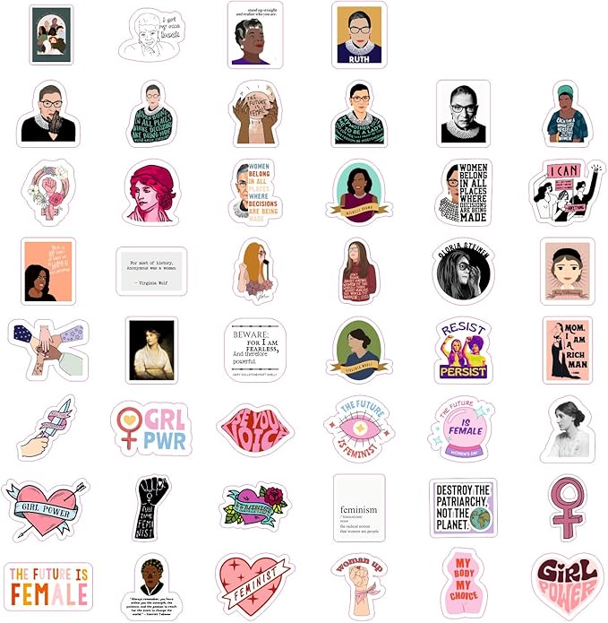 BulbaCraft Feminist Stickers for Water Bottle and Laptop - Feminism Party Supplies & Decorations, Female Empowerment & Equality Stickers, Girl Power Waterproof Vinyl Decals, Gifts for Women & Men