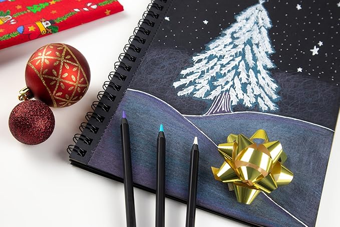WA Portman Black Paper Sketchbook 2-Pack A5 (6" x 8.25") – 140 GSM Acid-Free Black Sketchbook for Drawing – 60 Pages (30 Sheets) Drawing Pad Journal – Mixed Media Sketch Pad for Kids & Adults