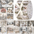 40 Pcs Neutral Christmas Quilting Fabric Roll 2.56 Inch Beige Winter Precut Fabric Square Jelly Patchwork Santa Nutcracker Snowflake Strips Material for Xmas Holiday Craft Sewing Panels DIY