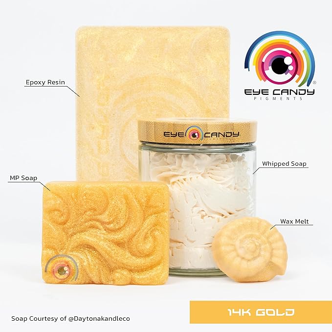 Eye Candy Pigments Premium Gold Mica Powder - 14k Nugget Gold (25gr) - for Epoxy, Resin, Soap, Paint, Woodworking, Acrylic Pouring, Bath Bombs, Fishing Lures - DIY Arts and Crafts Additive