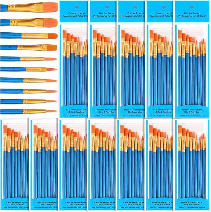 Paint Brushes for Acrylic Painting, 120 Pcs Paint Brushes Set Acrylic Painting Brushes Bulk Multipurpose Brush for Canvas Watercolor Face Painting Fabric Rock Pumpkin