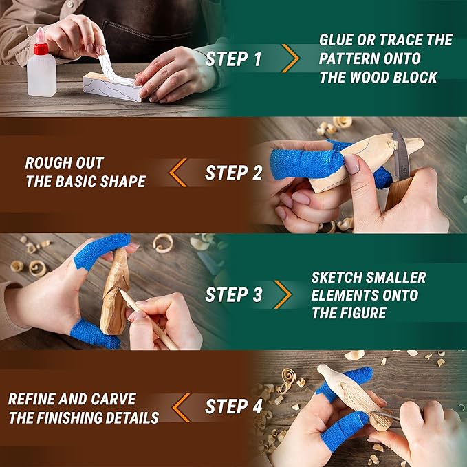 BeaverCraft Whittling Kit for Beginners, Wood Carving Kit for Beginners - Wood Carving Tools Woodworking Kit for Adults and Teens - Whittling Knife Kit with Wood Blocks - Wood Carving Set DIY03 Wizard