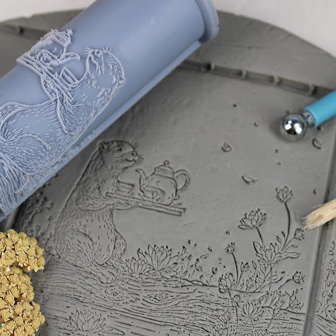 Otter Clay Texture Roller (4") - Storybook Set #01 - Embossing Pattern Roller for Polymer & Ceramic Clay, Pottery & Crafts