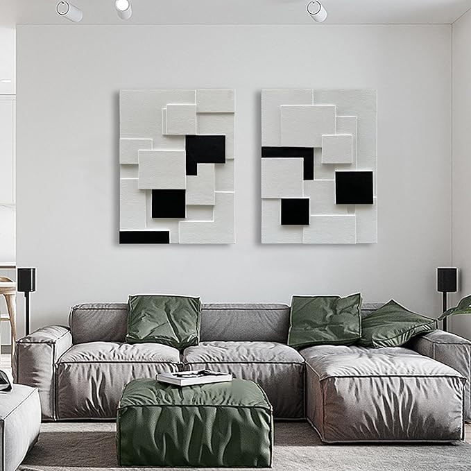 Art 40x28 inches Modern Minimalist Black and White Abstract Art Oil Painting Hand Painted Canvas Wall Art Deco Painting