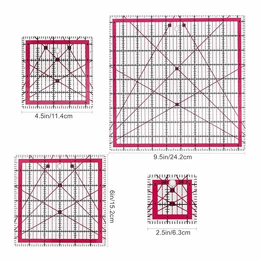 Sewing Rulers,Quilting Rulers Fabric Cutting Ruler 4pcs(9.5",6",4.5",2.5")