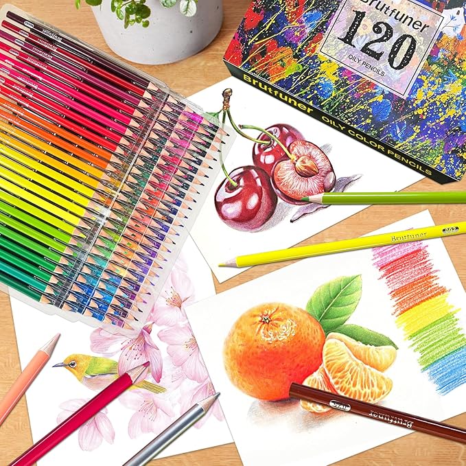 LBW Colored Pencils for Adult Coloring Books, 120 Oil Based Soft Core Professional Color Pencils Set for Artists Kids Beginners Drawing Coloring Sketching Blending