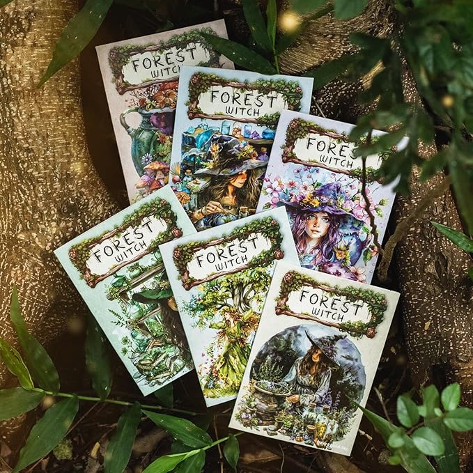 180 PCS Mystical Forest Witch Scrapbook Stickers - Waterproof Clear Witch Stickers for Junk Journals, Scrapbooks, Planners