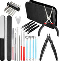 24pcs Metal Puzzle Tool Set DIY Model Kits With Clippers, Edge Bending Tab, Twisting Cylinder, Cone Shape Bend Assist, Wire Wrapping Mandrel, Ball Stylus and Bag