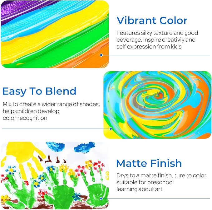 15 Colors Large Washable Paint Set for Kid, 10oz/300 ml Bottle with Pump, Bulk Paint Supplies Non Toxic Children Tempera Paint for Art, Craft, DIY, Finger Paint, School, Home, Classroom