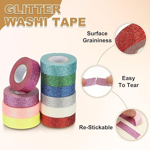 PATIKIL 1 Roll Glitter Paper Washi Tape, Washi Decorative Tape for Crafts, Purple