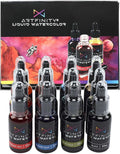 Liquid Watercolor Paint 30 ml Bottles, Set of 12 Colors - Vibrant Dye-Based Liquid Watercolor w/Glass Pipette, Fast-Drying, Fine Art Paint for Calligraphy, Airbrushing & Traditional Art